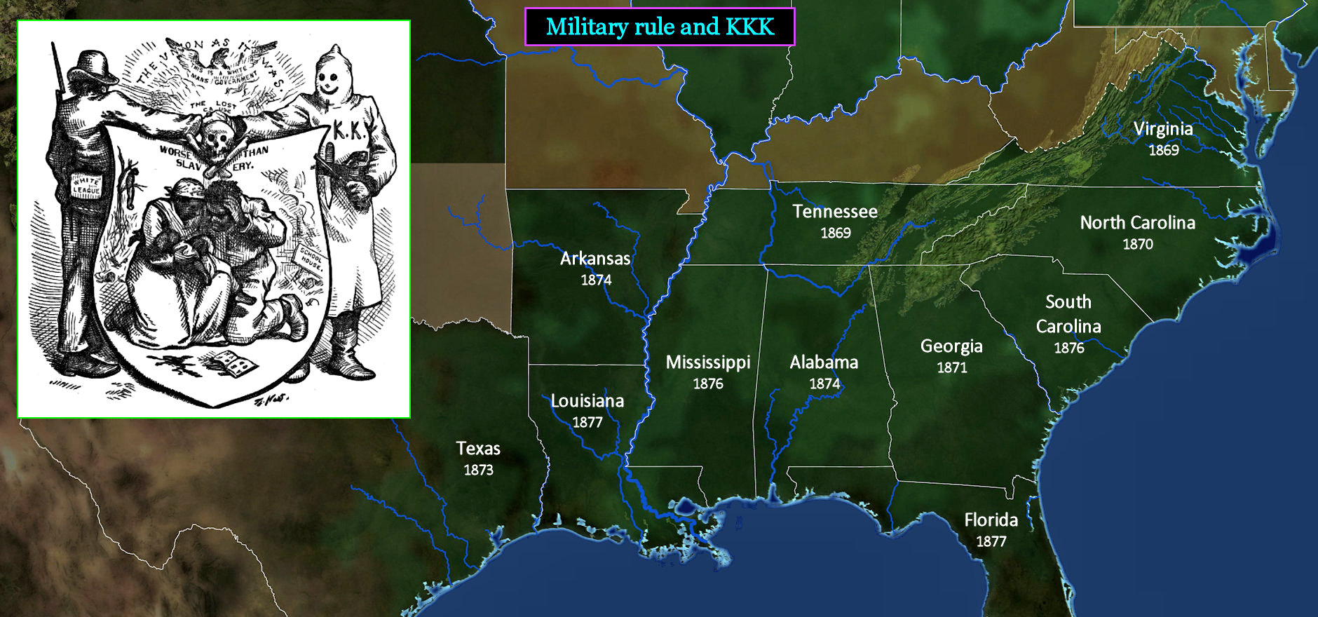 First KKK, 1865-1872 map